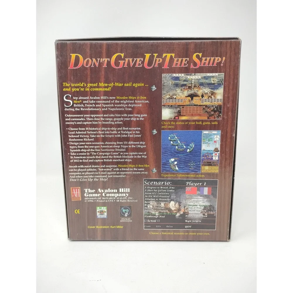 Vintage 1996 Avalon Hill Wooden Ships & Iron Men PC Game Big Box Naval Simulator